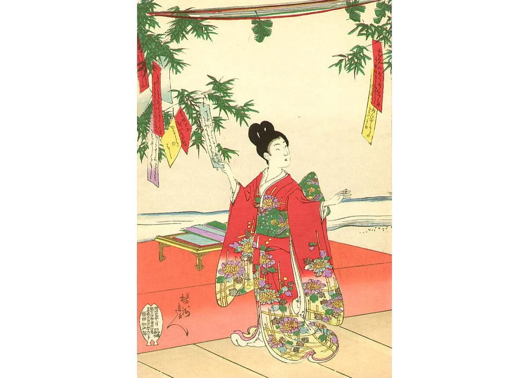 Star Festival Ladies of Chiyoda Palace, Woodblock Print by Toyohara Chikanobu, 1896
