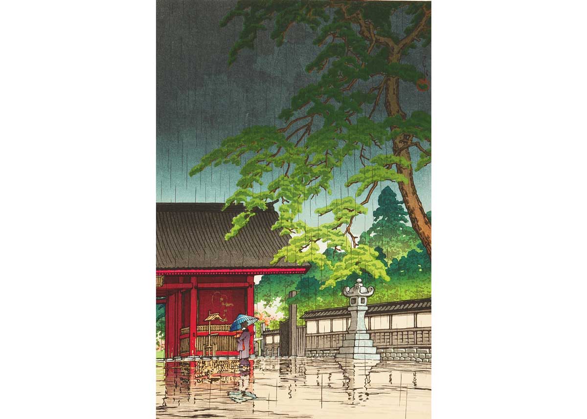 © Hasui Kawase, Spring Rain at Gokoku-ji Temple, 1932