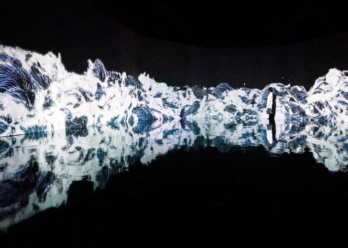 © teamLab, Exhibition view of MORI Building DIGITAL ART MUSEUM: teamLab Borderless, 2018, Odaiba, Tokyo: Black Waves