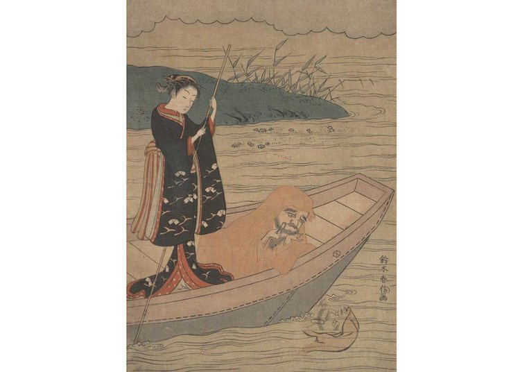 Daruma in einem Boot