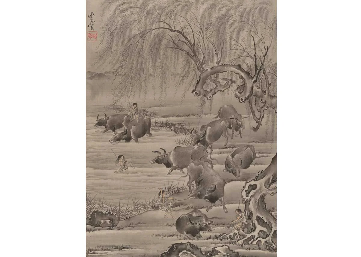 Buffalo and Herdsman, Kawanabe Kyosai, 1887, Met Museum