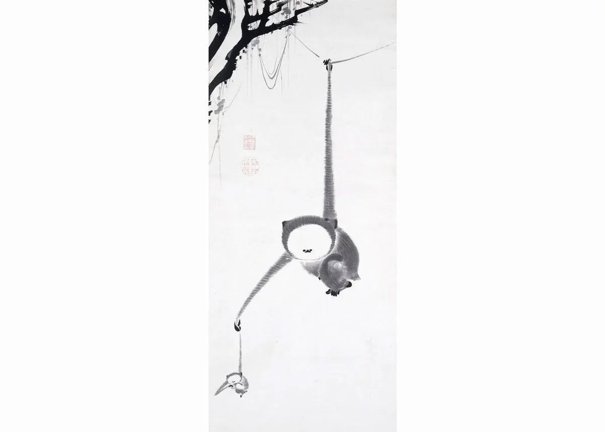 Gibbons Reaching for the Moon, Ito Jakuchu, 1770, Kimbell Art Museum