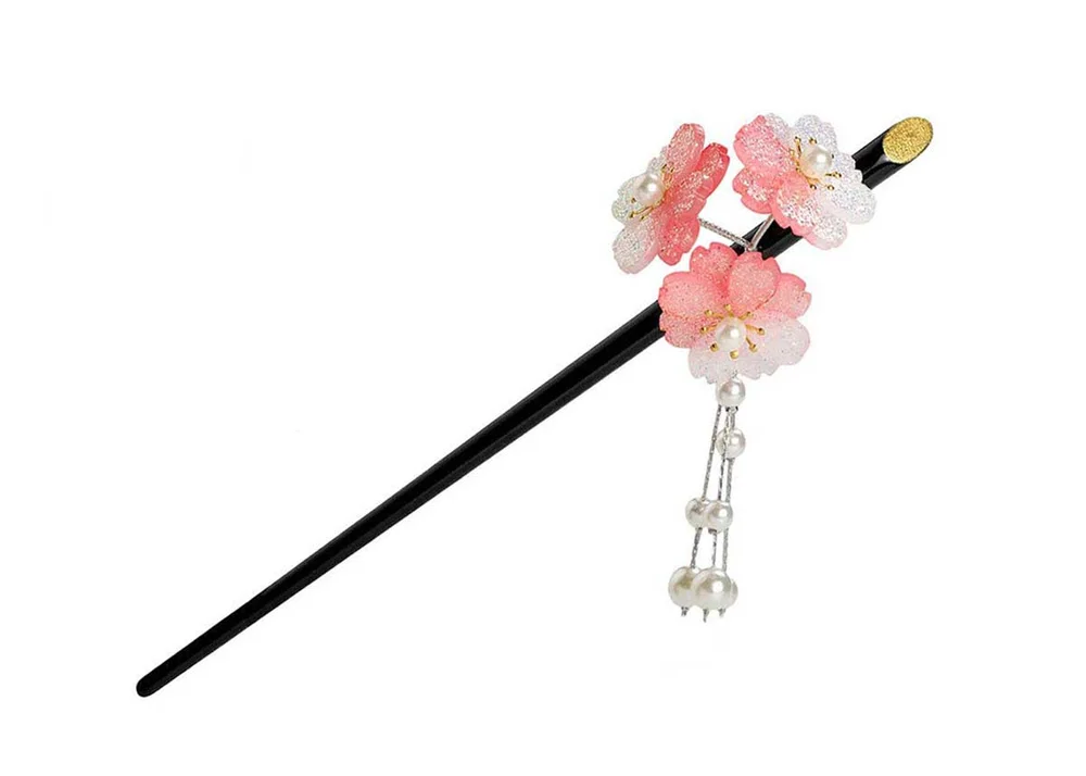 Set De 4 Kanzashi (épingles à Cheveux) Kawaii Fleur De Cerisier - Pour Geisha, Cosplay Ou Style Japonais - Neuf Avec étiquettes