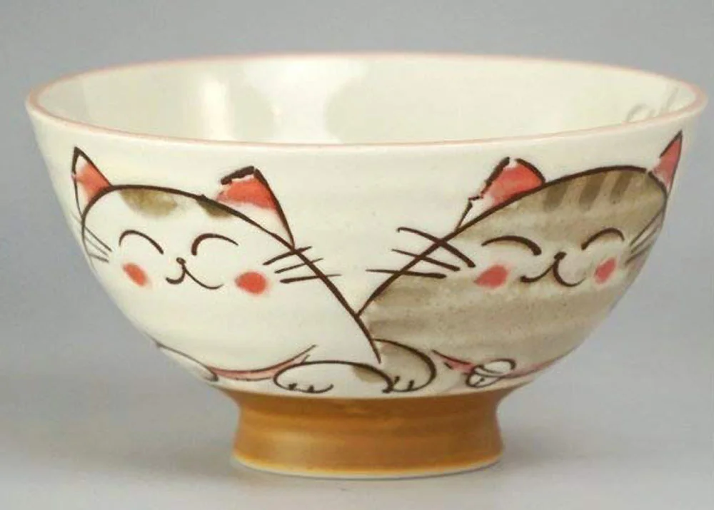 Tigela de Arroz com Design de Gato