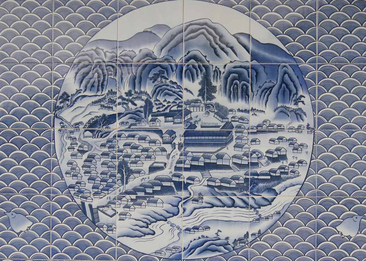 Details about   Vintage Pair Oriental Hand Painted Porcelain Tiles Framed Signed 19" x 7" Each 