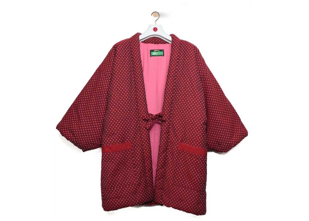 Japanese Hanten Kimono Jacket L Men's Reversible Warm Room Wear Shogi & Gourd
