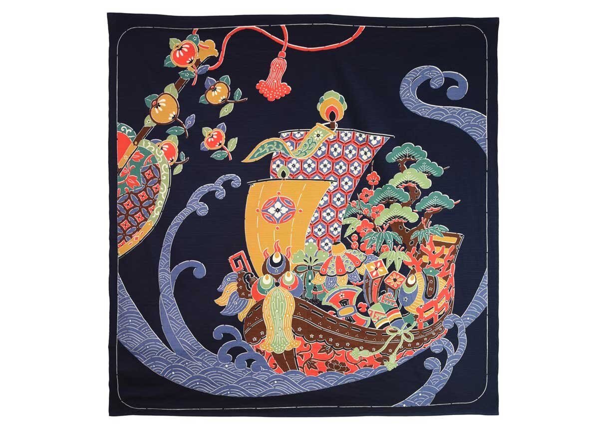 Japanese Furoshiki Wrapping Cloth Scarf Tapestry 27" Rayon Chirimen Geisha Bijin