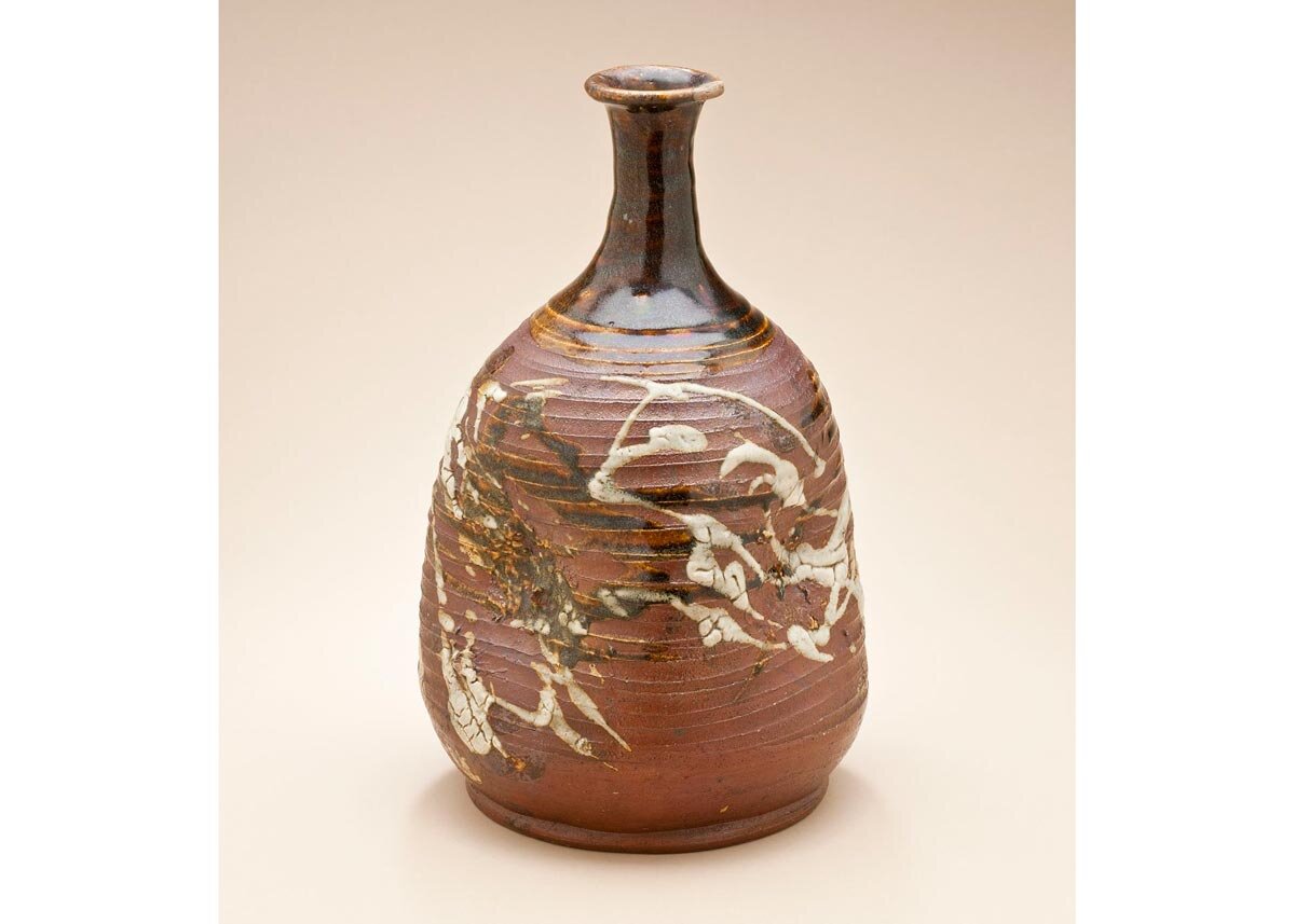 Japanese Speckled Rock Shape Bud Vase TOKONAME-YAKI Ceramic 2.75"H/Made in Japan 