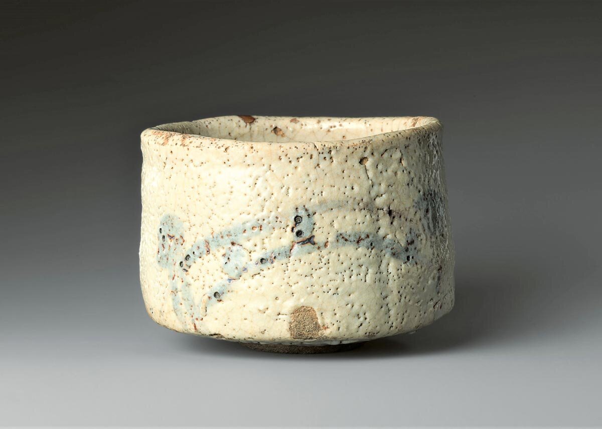 Mino ware Japanese Pottery Tea Ceremony Matcha Bowl Iga Red w/Deep Green Glaze