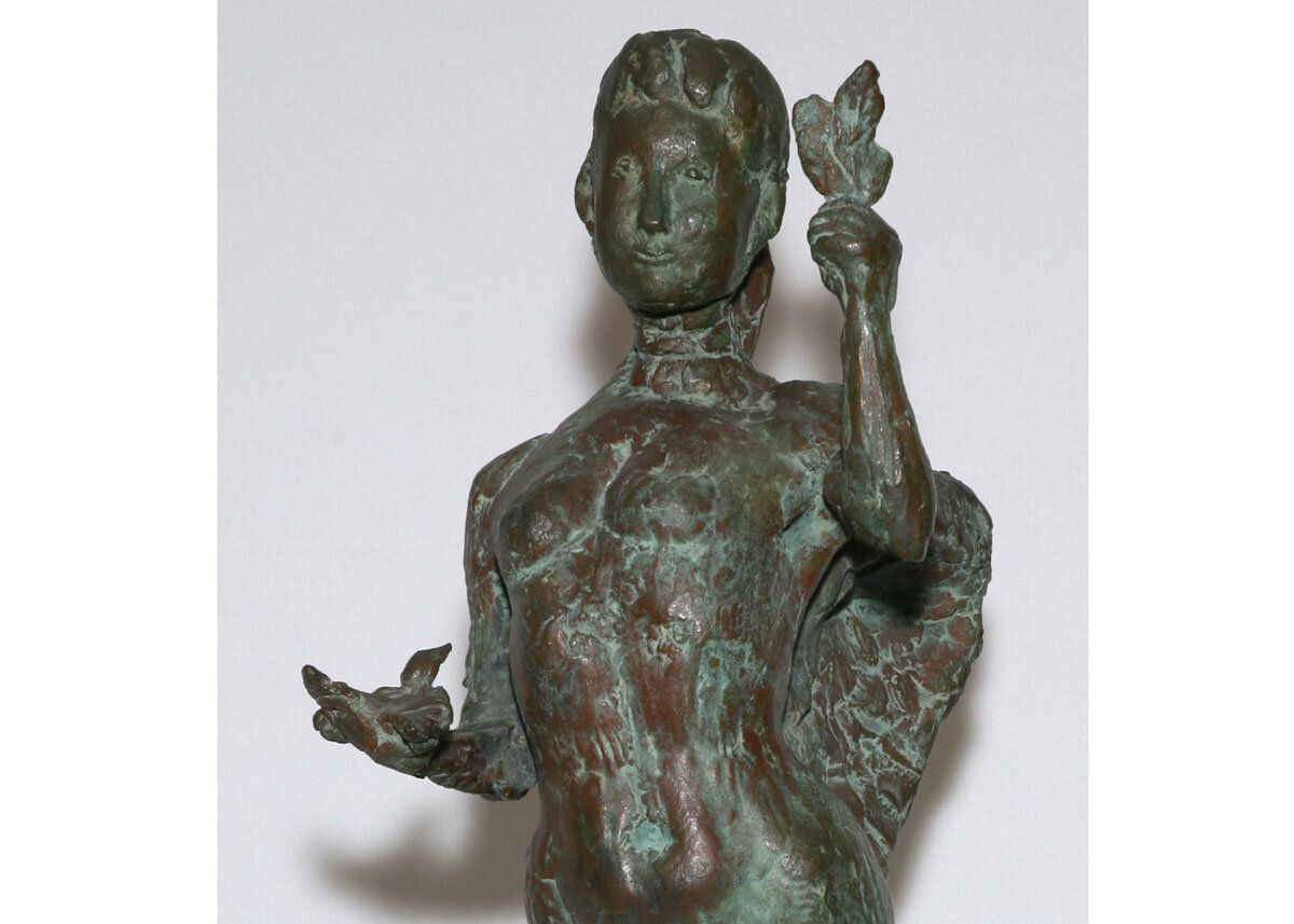 Large Size - Brass Statue Color Antique Green Color an Example of Rare Skill.