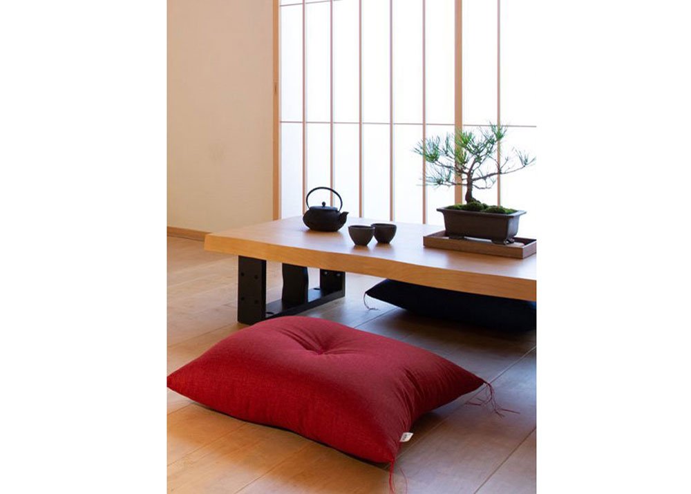 TMJJ Square Cotton Linen Floor Pillow Japanese Futon Seat Cushion Thicken  Chair & Bay Window Pad 21 x 21,Black Trees