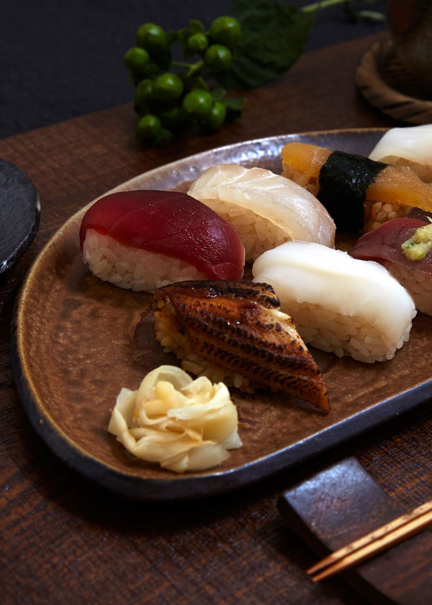 Hinoki sushi serving tray - Geta shape