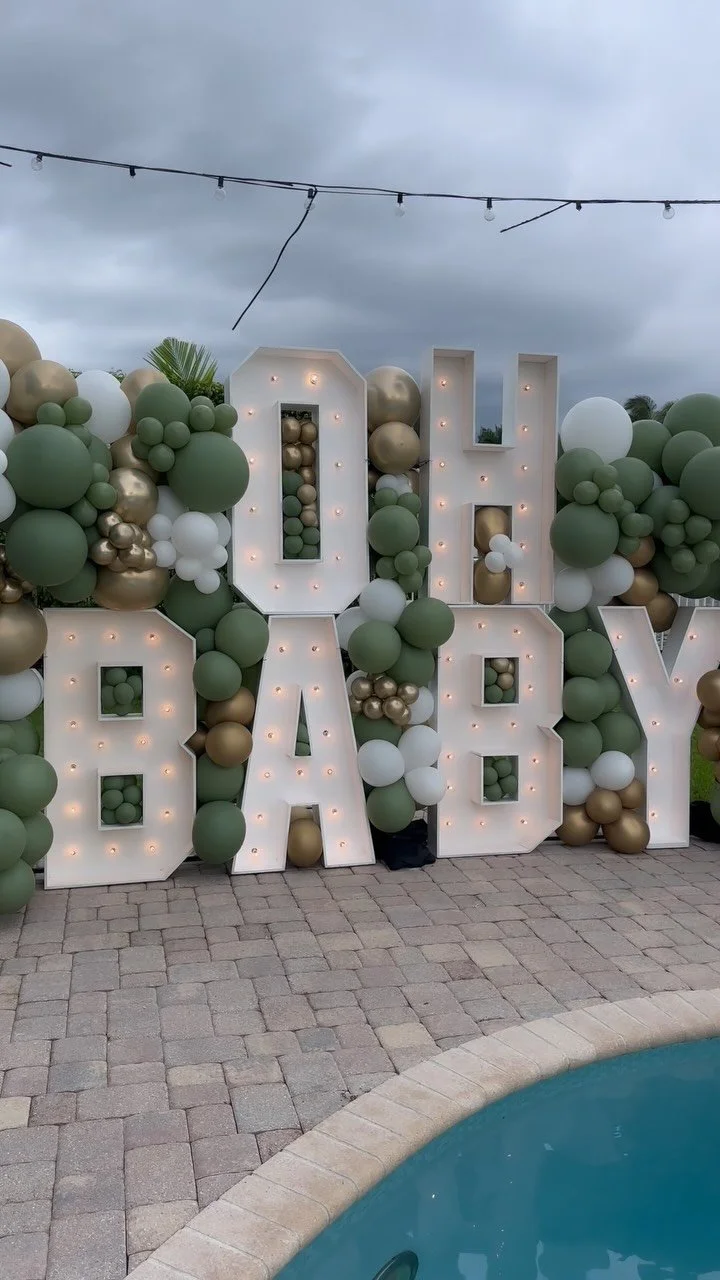 Oh baby Marquee letters 4ft tall!
With balloons all around letters , OUTDOOR SETUP! In windy conditions! Held up 100% !
.
.
.
#Balloongarland #balloonwall #ballooncenterpieces #palmbeachballoons #balloonsbroward #balloonsmiami #babyshowermiami #face