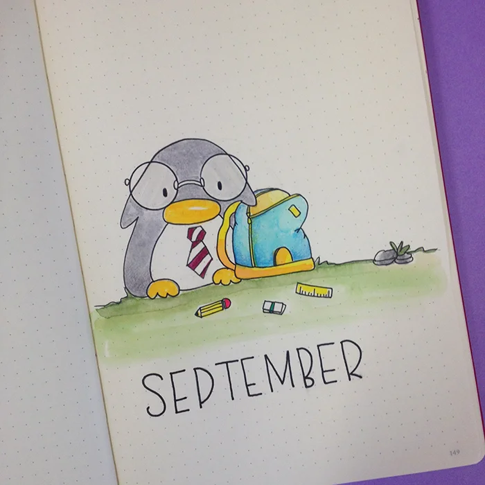 Hello September with Penguin - Bullet Journal.jpg