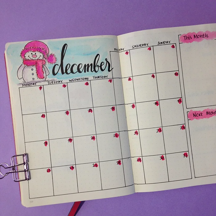 Plan With Me: December 2017 set up in my Bullet Journal - Monthly Spread