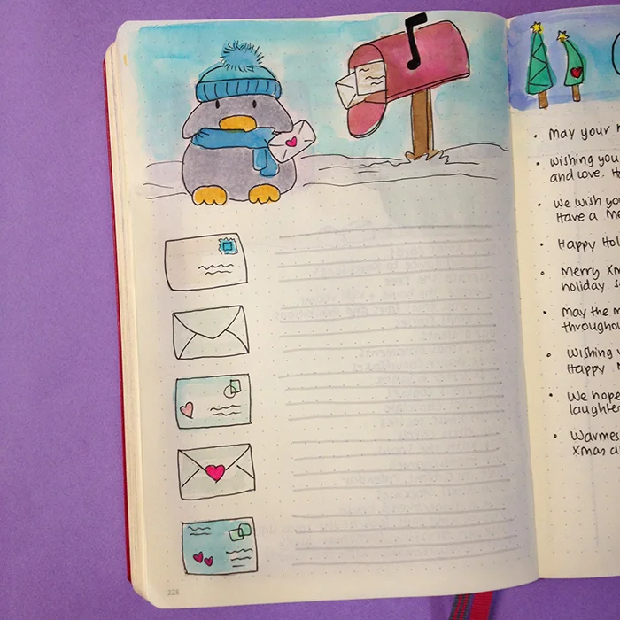 6 Christmas Spreads for your Bullet Journal - Christmas Cards
