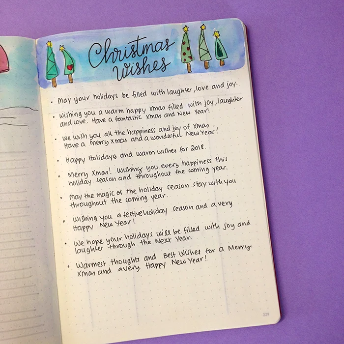 6 Christmas Spreads for your Bullet Journal - Christmas Wishes