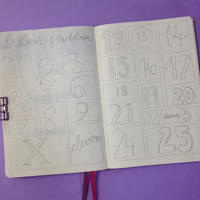 6 Christmas Spreads for your Bullet Journal - Christmas Countdown