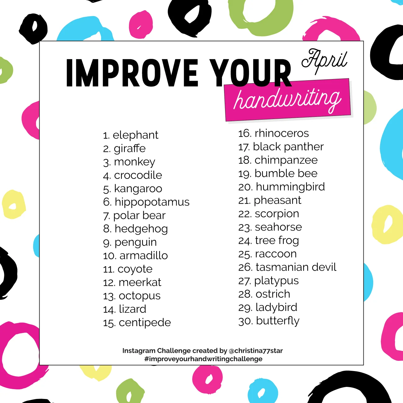 Improve Your Handwriting Instagram Challenge - March