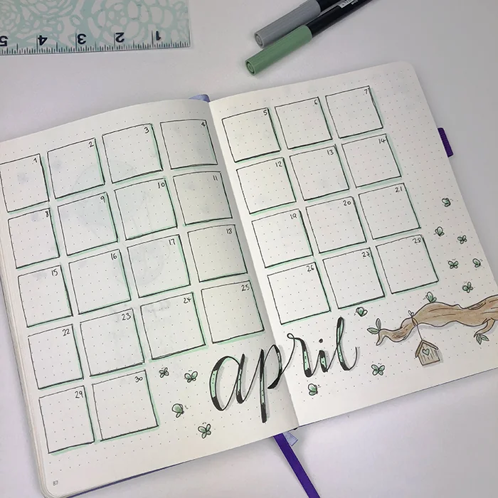 April 2018 Montly Spread Bullet Journal Set Up.jpg
