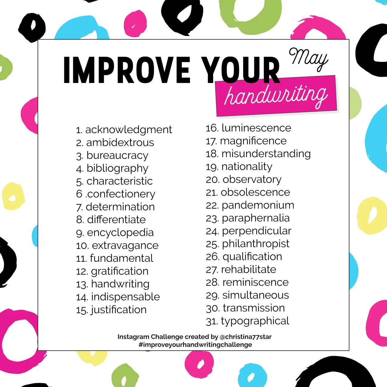 Improve Your Handwriting Instagram Challenge - March