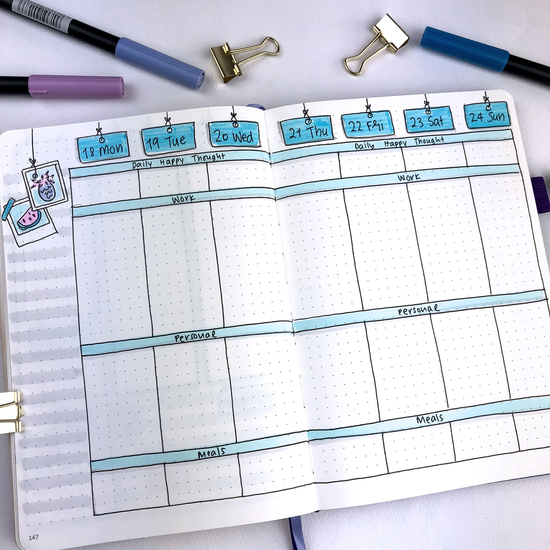 Bullet Journal Ideas: 3 Weekly Spread Layouts for June 2018