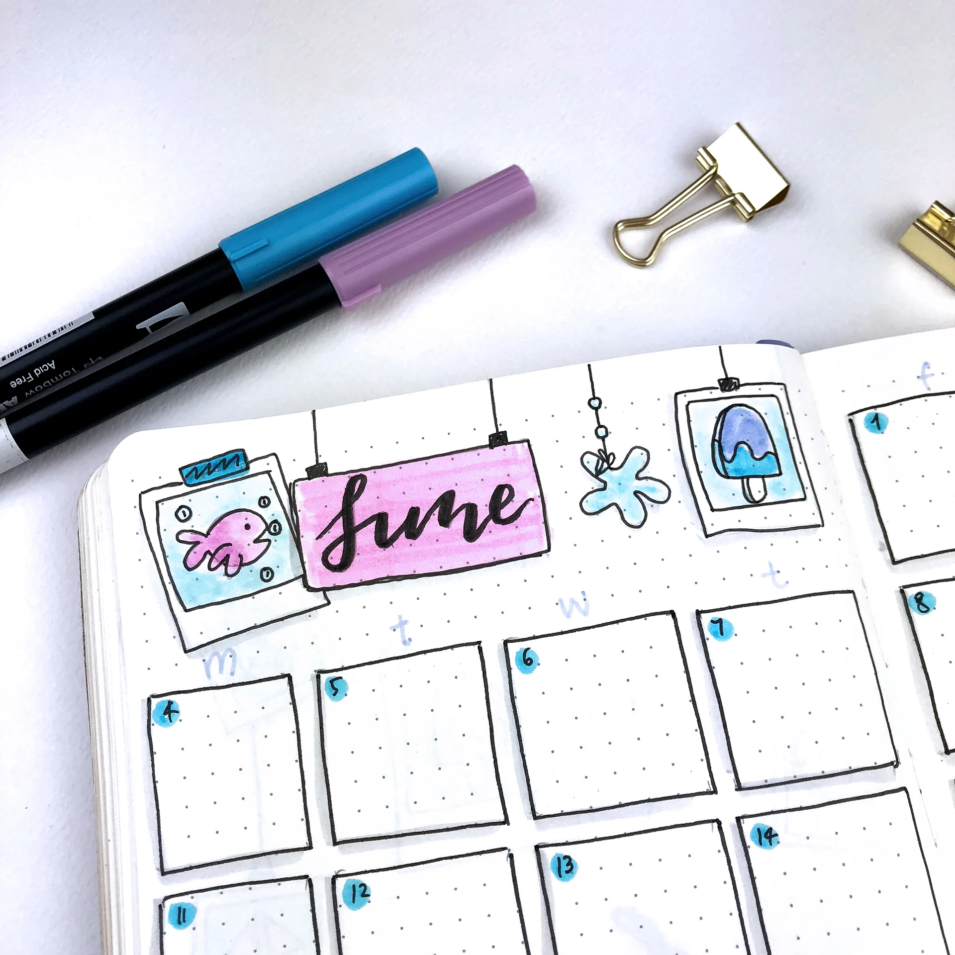 June 2018 Bullet Journal Setup