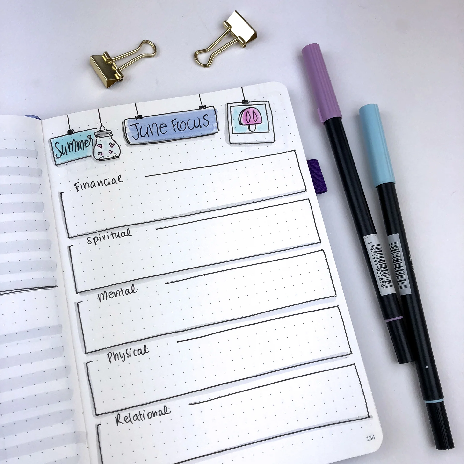 June 2018 Bullet Journal Setup - www.christina77star.net