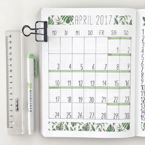 Monthly Spread Layouts For Your Bullet Journal Ideas And Inspiration Square Lime Designs