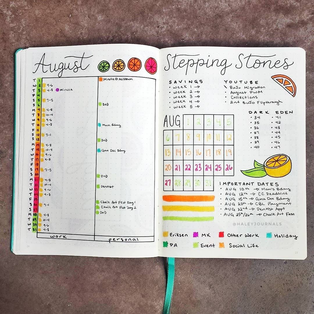 Monthly Spread Layouts For Your Bullet Journal Ideas And Inspiration Square Lime Designs