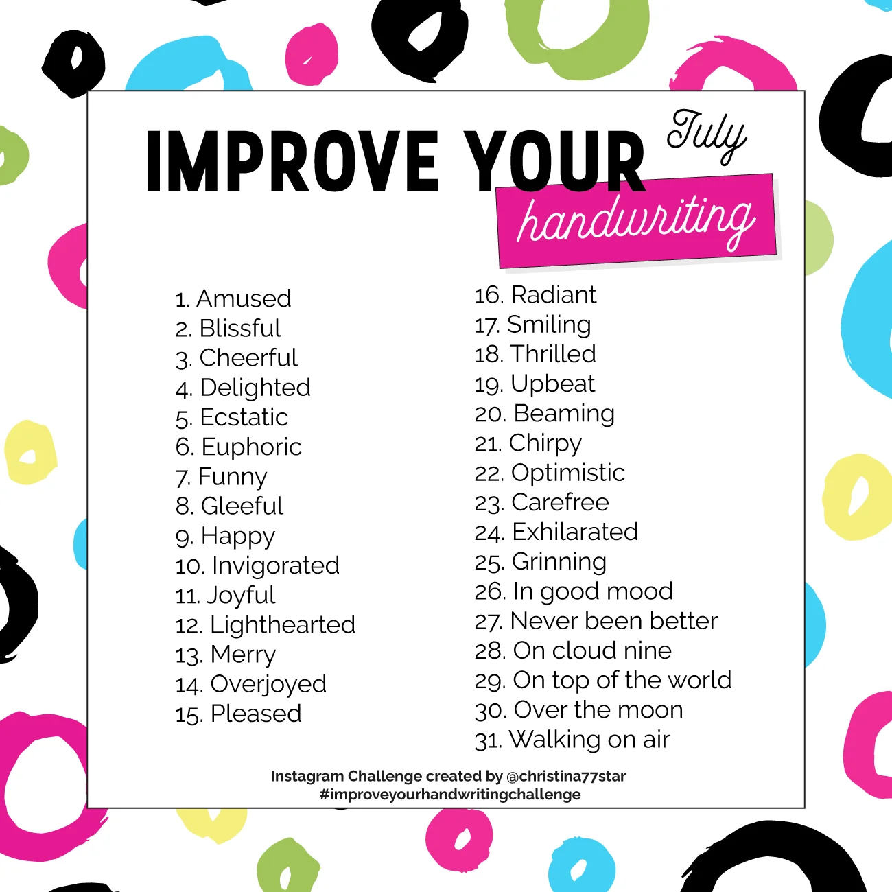 Improve Your Handwriting Instagram Challenge - July