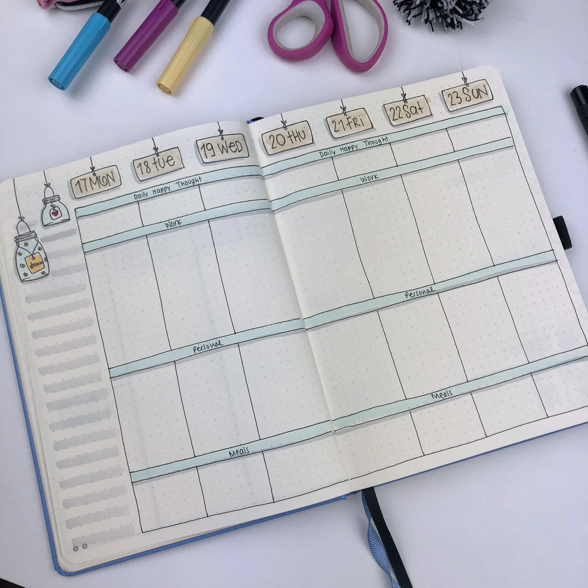 5 Weekly Spread Layouts for your Bullet Journal - September 2018