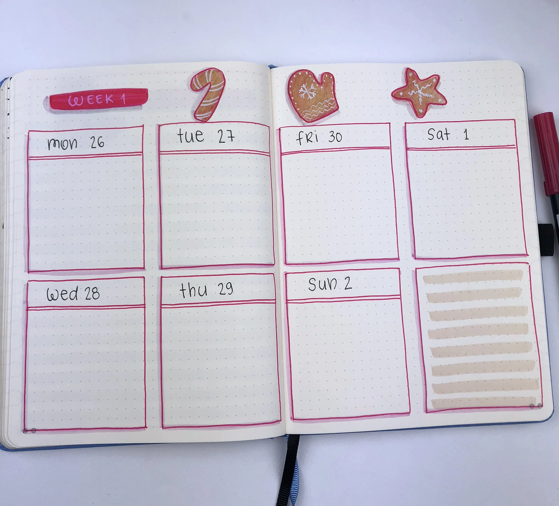 Weekly Spread - Bullet Journal Plan With Me - December 2018
