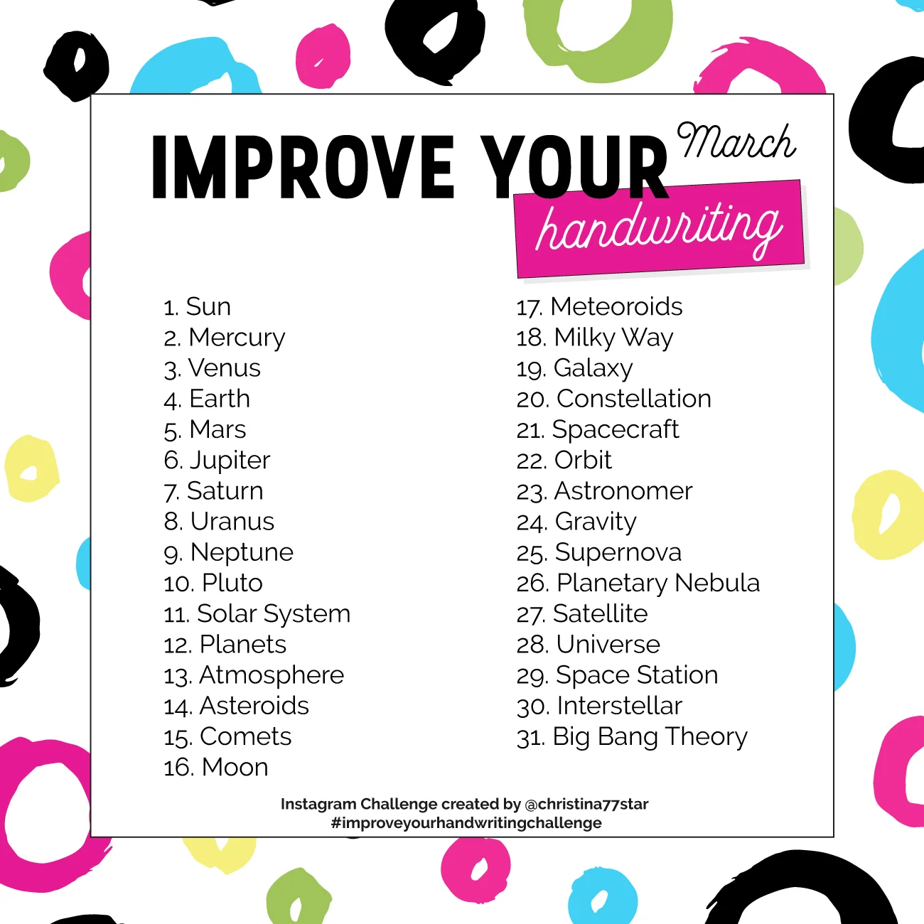 Improve Your Handwriting Challenge - January 2019 | christina77star