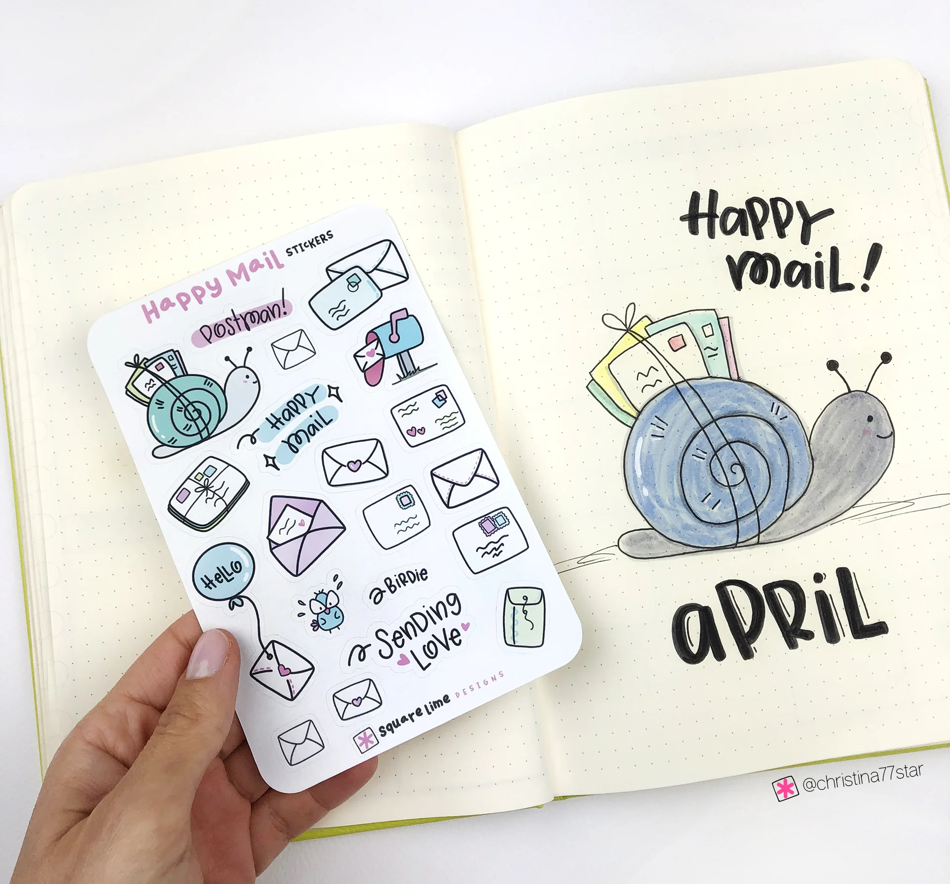 Happy Mail Stickers - April 2019 bullet journal setup - christina77star.net