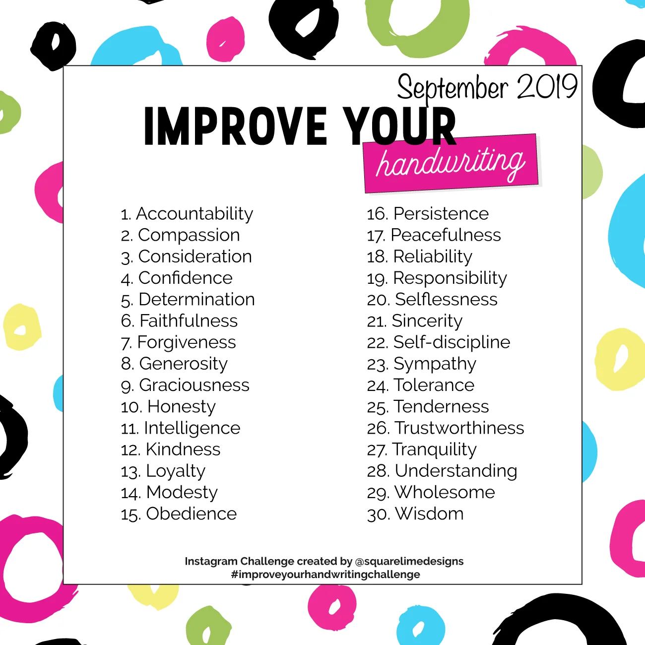 Improve Your Handwriting Challenge - September 2019 | christina77star
