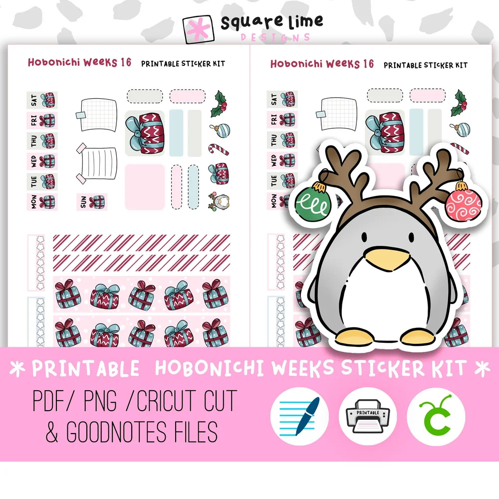 christmas-themed-hobonichi-weeks-printable-sticker-kit-16-digital-stickers-png-cricut-and-goodnotes-files-square-lime-designs