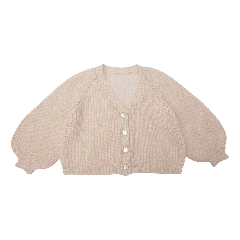 アウターその他 PARTIMENTO Badge gift alpaca mohair knit round cardigan beig CHunky Mohair Knit Powder — Bonét et Bonét