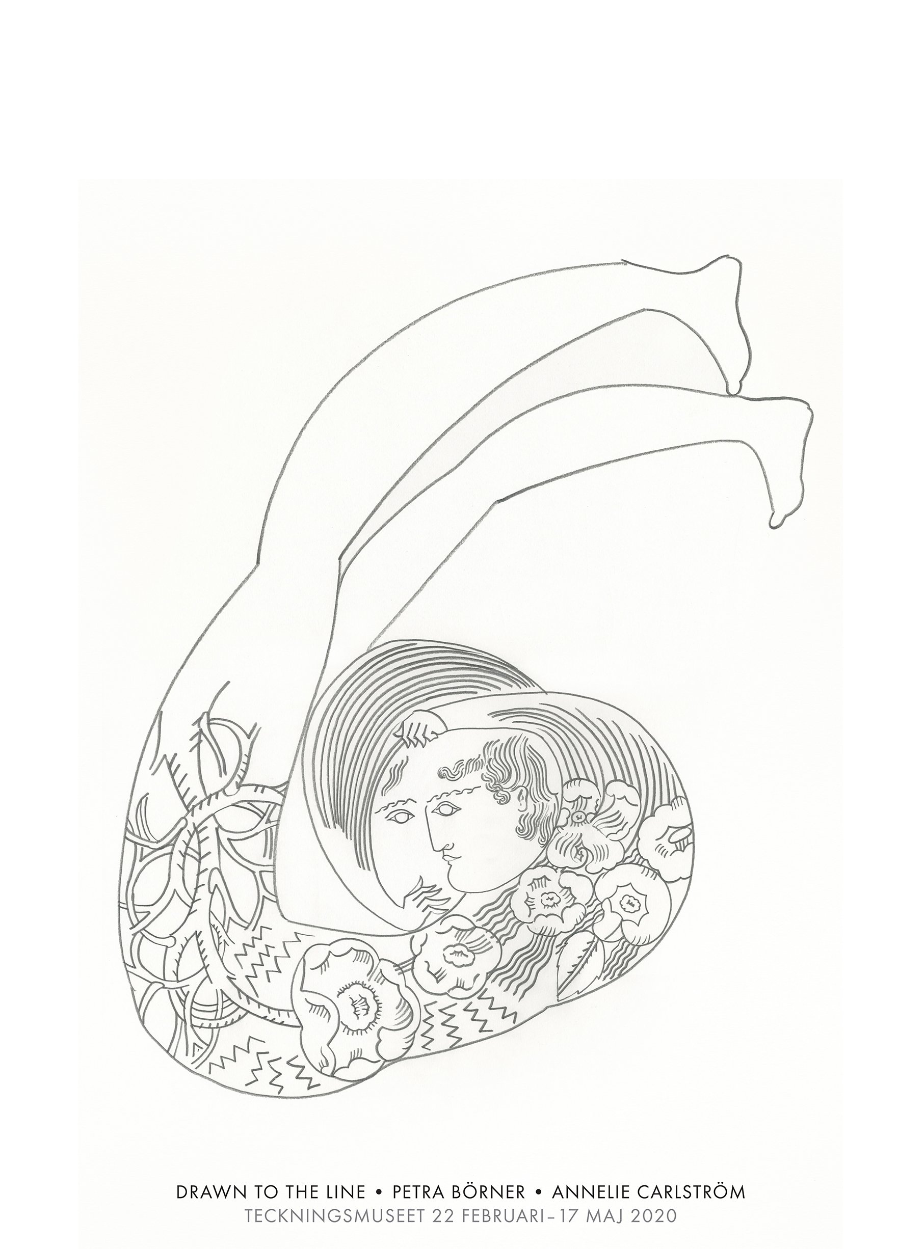 Drawn to the line, Duo Exhibition with Annelie Carlström, Exhibition poster; Teckningsmuseet, Sweden