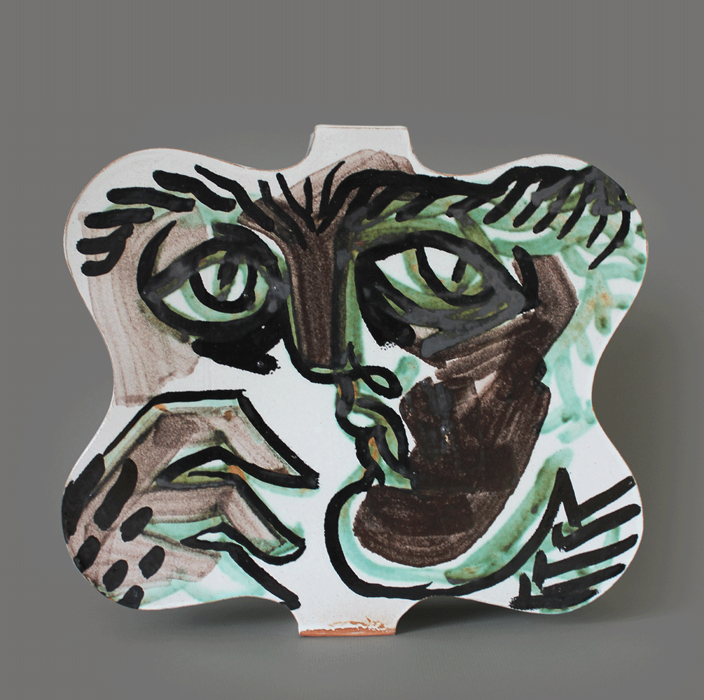 Rainbowface Rond, glazed Earthenware