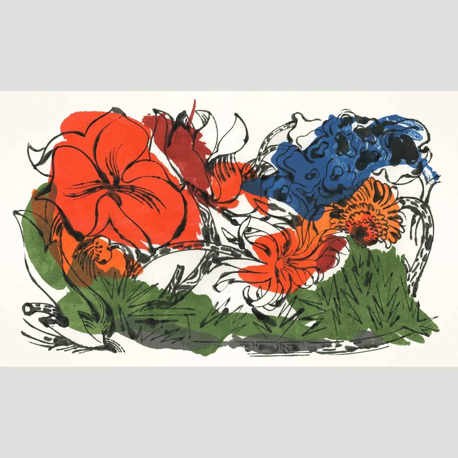 Floral 246A, Ink And Acrylics On Paper