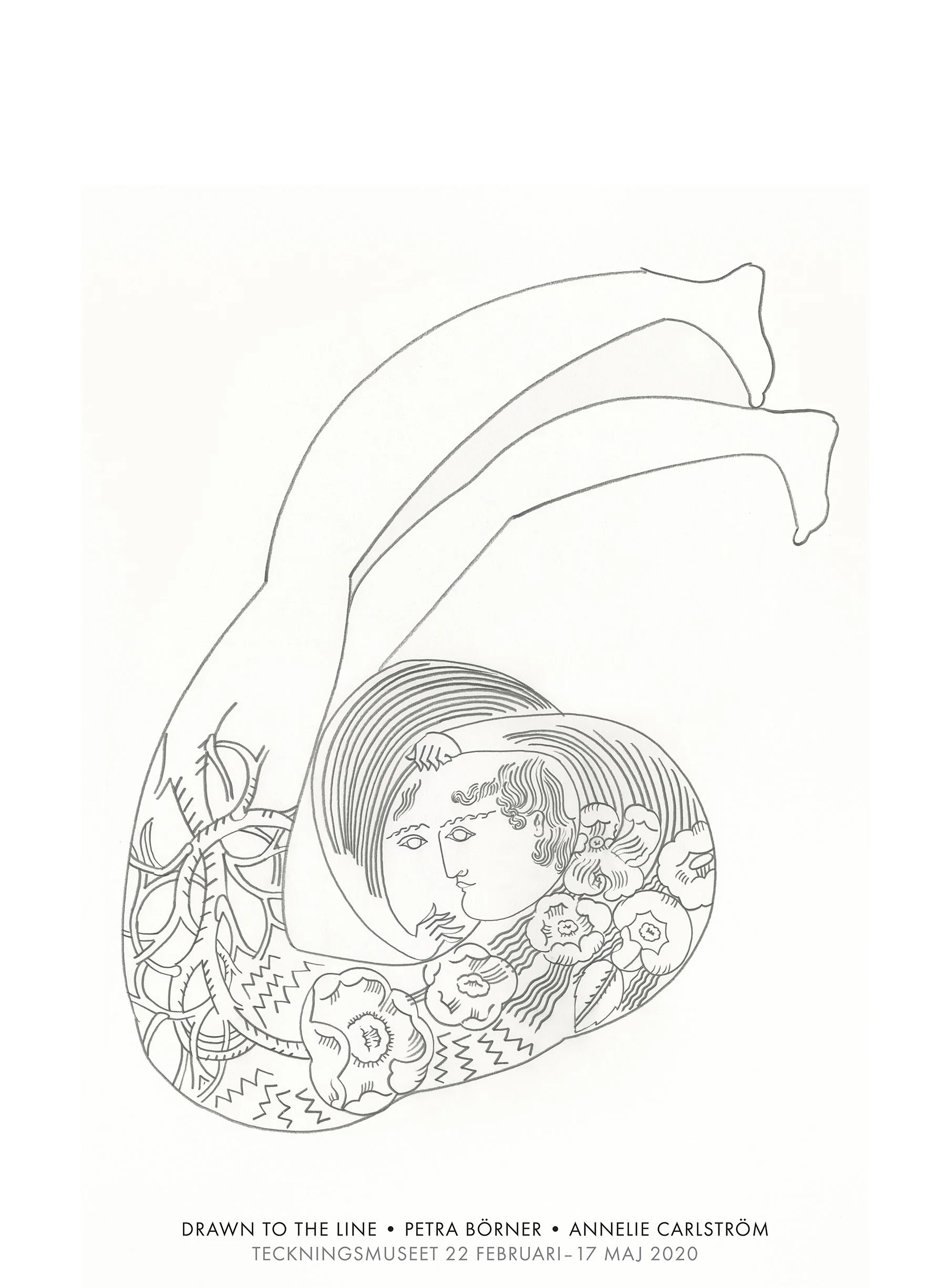 Drawn to the line, Duo Exhibition with Annelie Carlström, Exhibition poster; Teckningsmuseet, Sweden