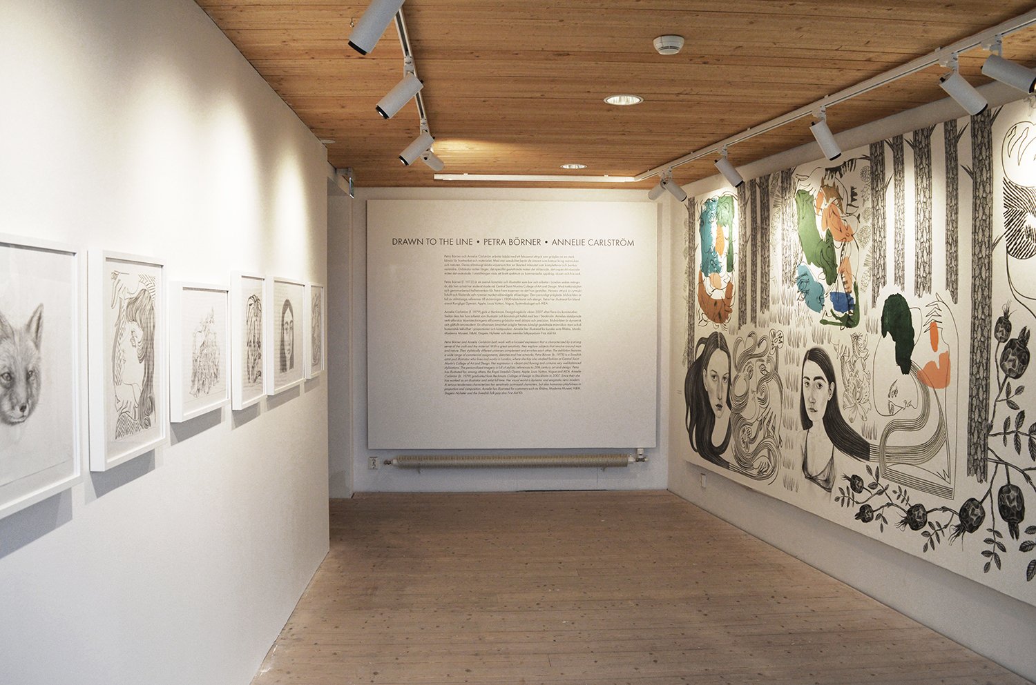 Drawn To The Line, Work on paper & Mural wall (room Nr 1); Teckningsmuseet