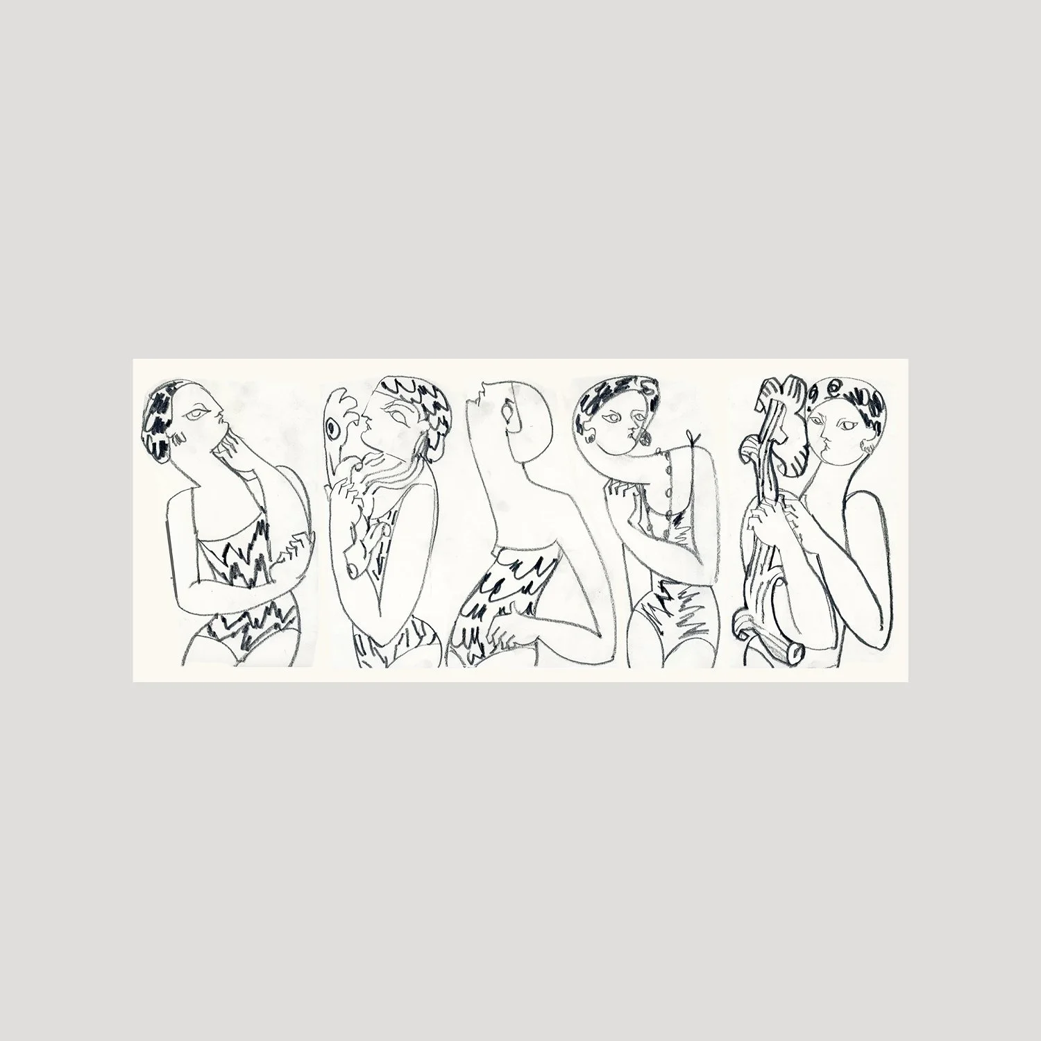 Bathers - Pencil sketches