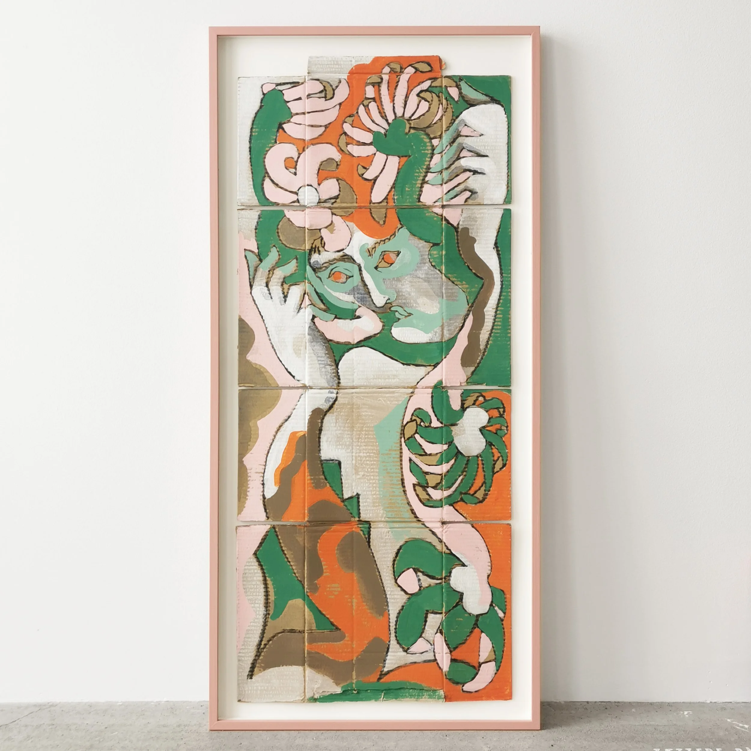 Floral Face Redgreenpink - Framed