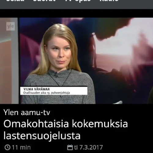 YLE:n aamu-tv:ssä haastateltavana 7.3.2017