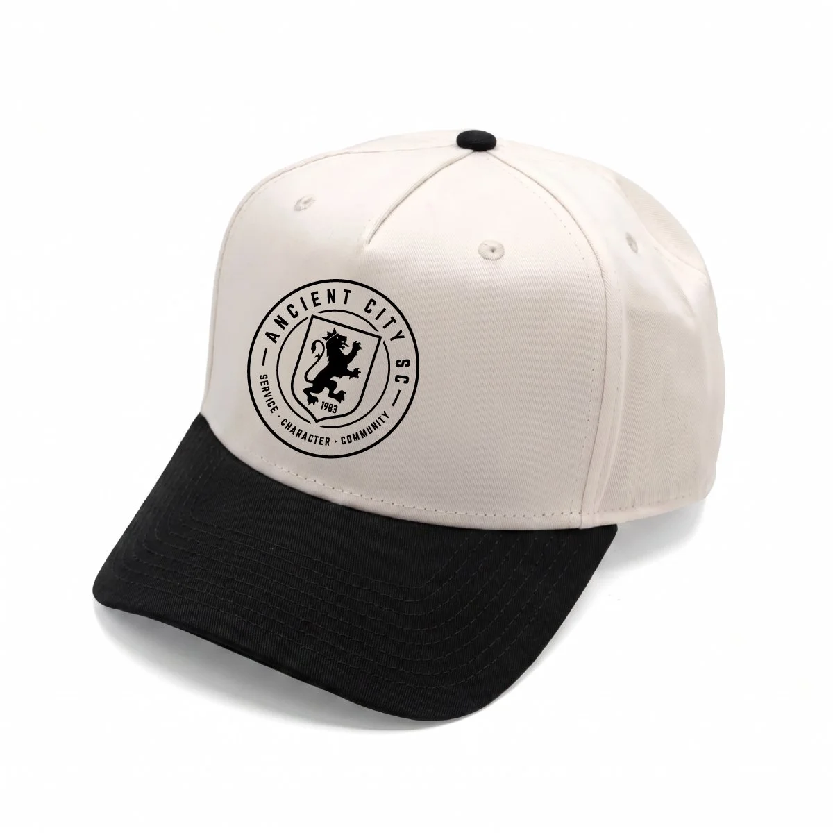 Ancient City SC - 5 Panel Cotton Twill - Ivory/Black