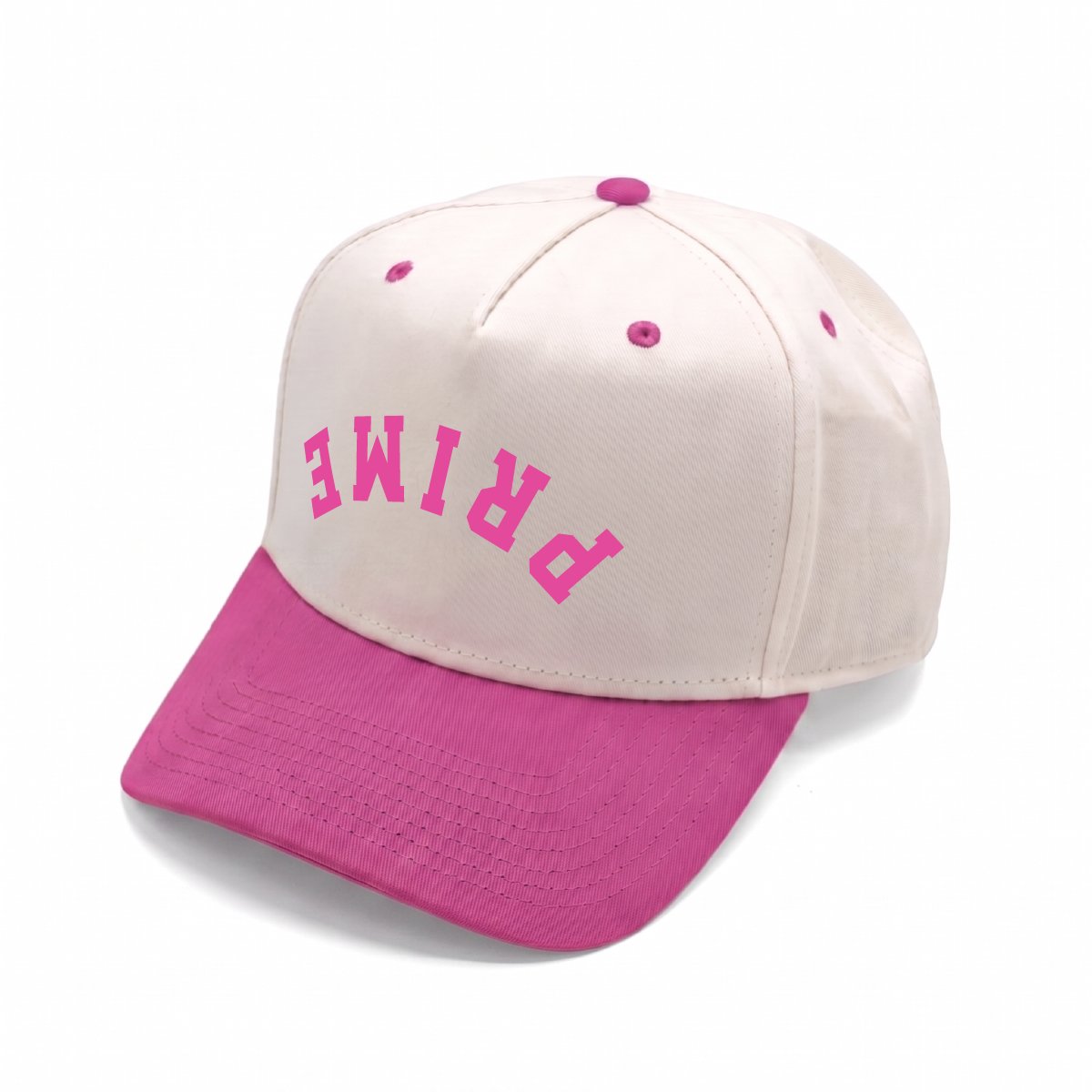 Prime 5 Panel Cotton Twill -  Ivory/Hot Pink