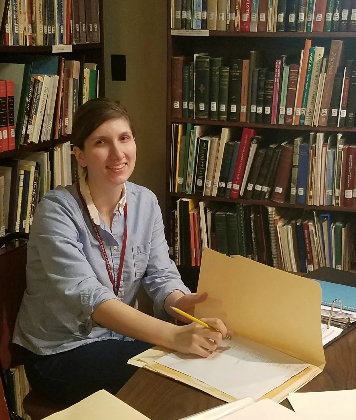 Olivia Shea volunteers in our library and helps make our historical documents accessible to the public.