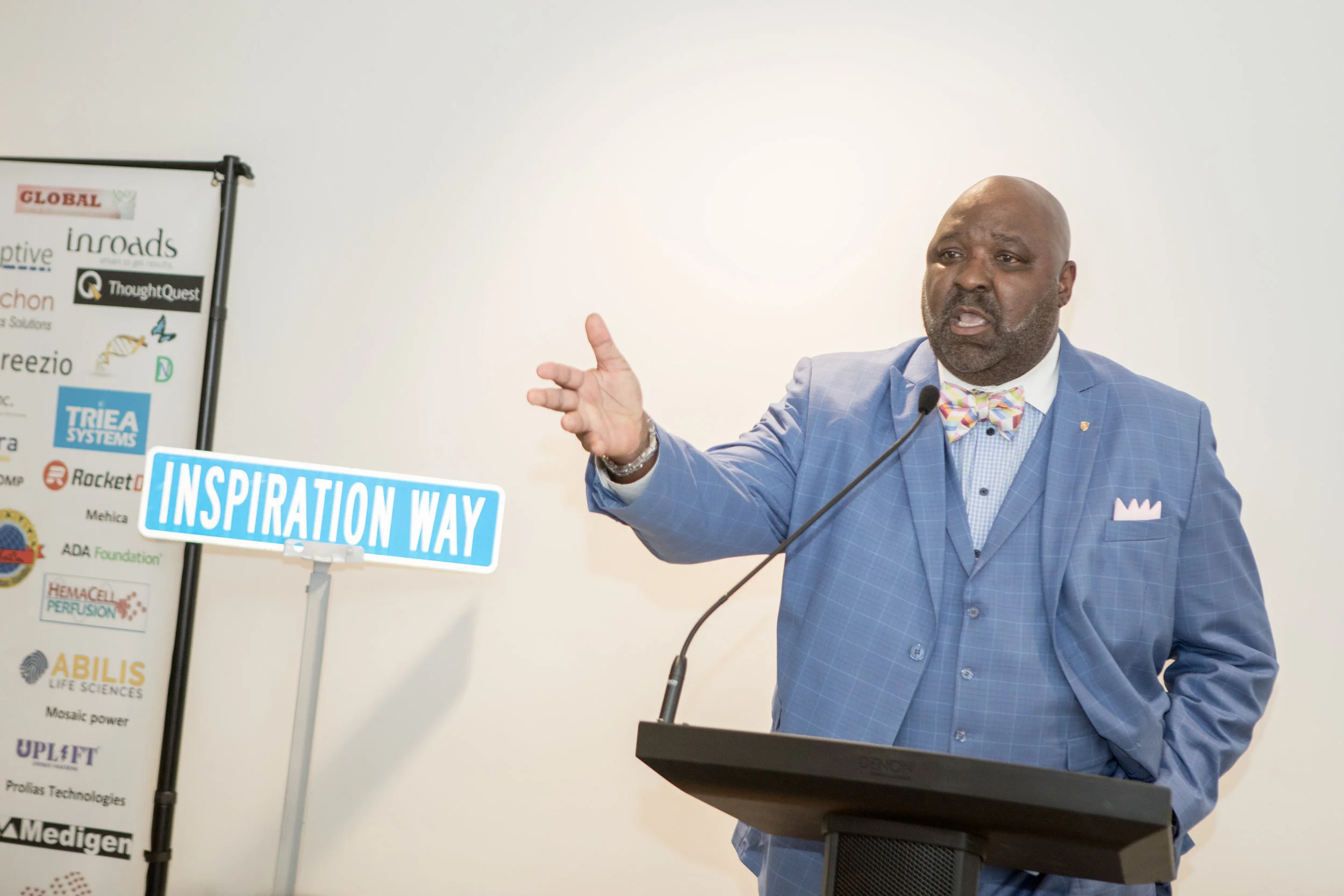Sherman Coleman speaks to attendees in June at the monthly MBV networking session.